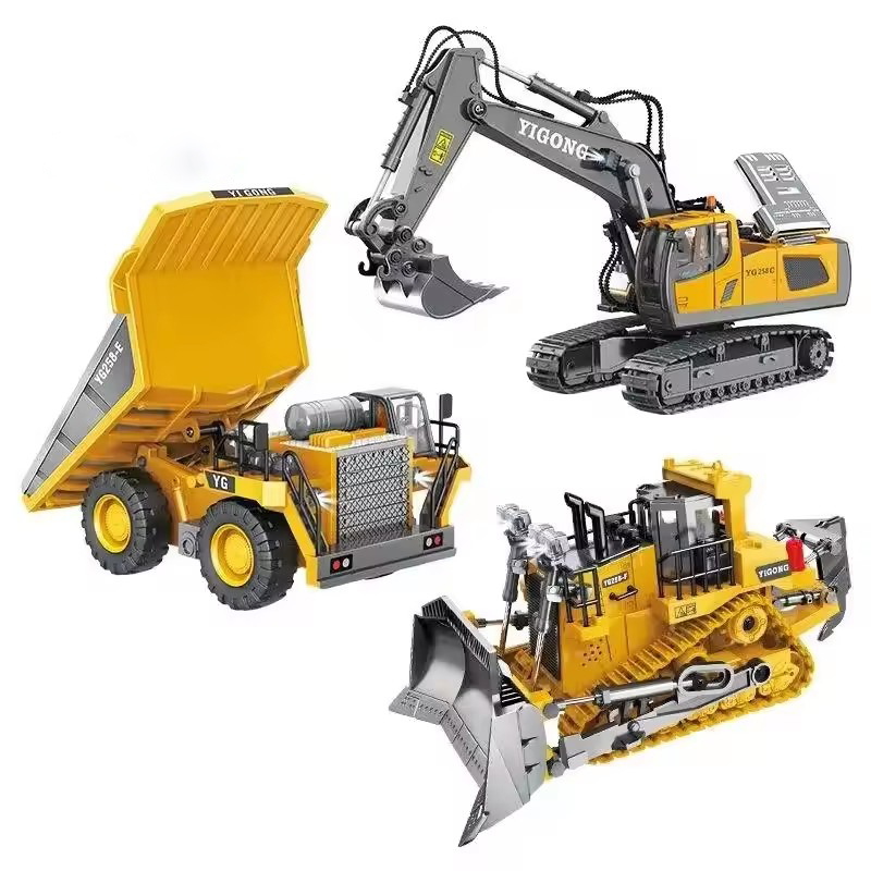 1:24 Scale 2.4G 9 Channel Alloy Excavator RC Car Construction Vehicle Toys with Music Sounds Includes USB Charger Cable