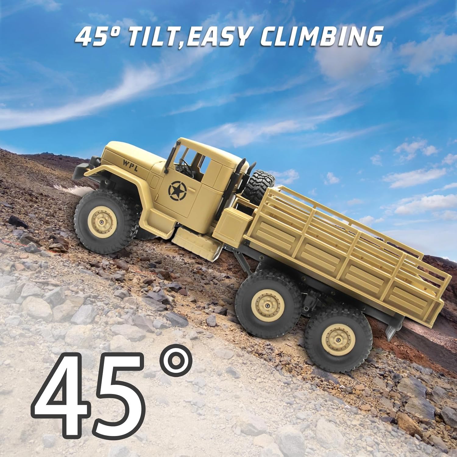 Dwi Dowellin RC Military Truck - 6x6 Road Remote Control Car, 4WD Remote Control Truck ,Rock Army Transport Vehicle Toy