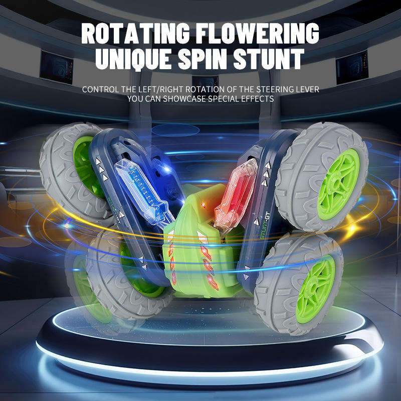 AiJH Double Sided RC Stunt Car 360° Flips &amp; Rotating Electric Remote Control Vehicle with LED Lights Rc Car for Kids