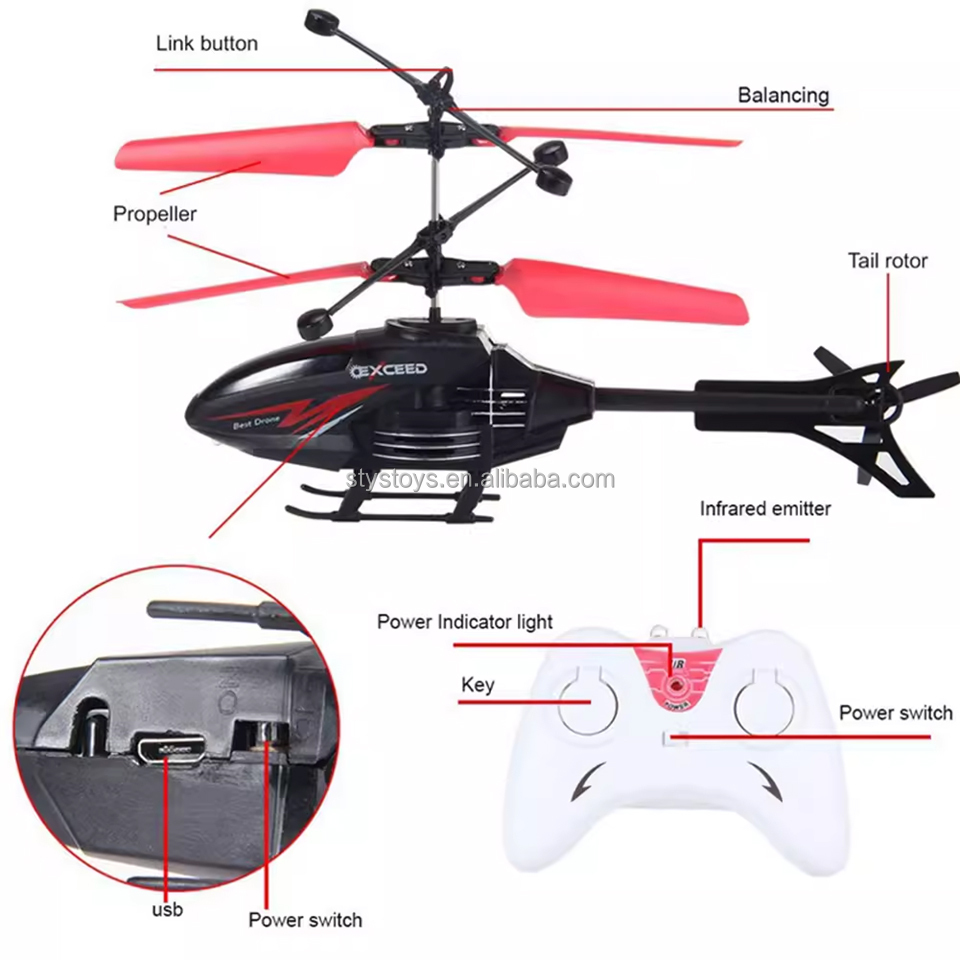 Remote Control Suspension Helicopter Dual Mode Flying Helicopter With Infrared Induction Sensor AirPlane Toy
