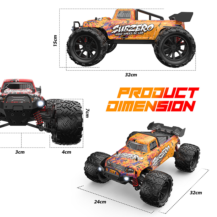 WT202361 2025 Newest Waterproof 2.4GHz Rc Racing Car 1/16 40+MPH with Dual 280 Motor 4-Channel Remote Controller for Adults