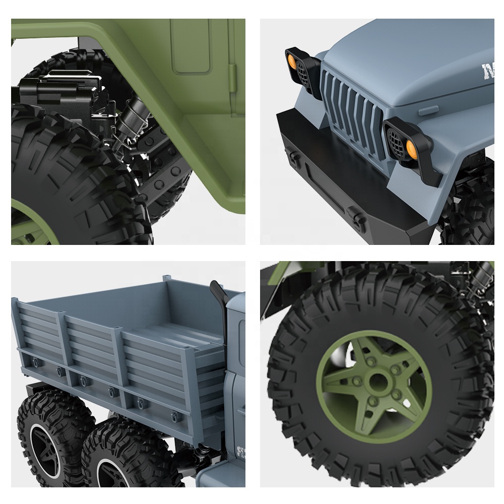 2.4G 1:10 RC Truck Radio Control Vehicle Large Scale 6x6 Remote Control Army Truck Road Crawler Military Trucks Offroad
