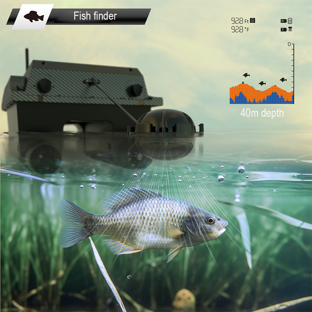 New V080 Bait Boat With Fish Finder 180 Points Gps Bait Boat 120ft Bait Boat Sonar Dual Brush Motor 800 Control Distance
