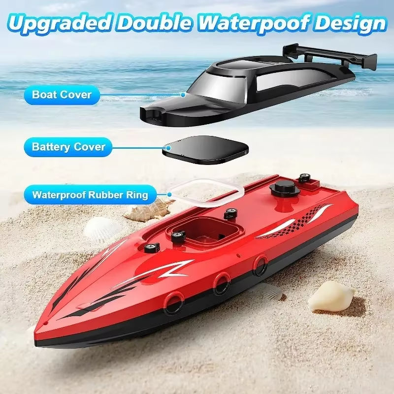 2.4G High-speed Remote-controlled Boat with Twin Propellers for Children's Outdoor Water Remote Control Speedboat Gifts Toys
