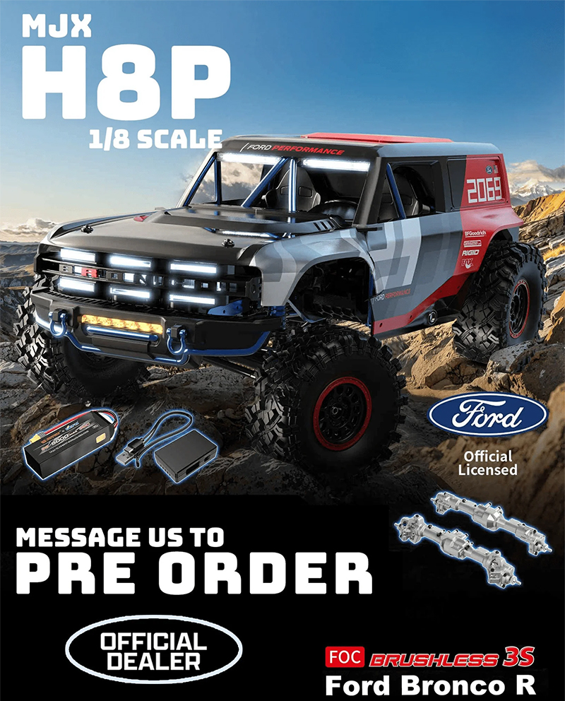MJX H8P 1/8 Scale Bronco R Licensed 4WD RC Rock Crawler With Brushless Motor 80A ESC 3S Aluminum Alloy Off Road Remote Vehicle