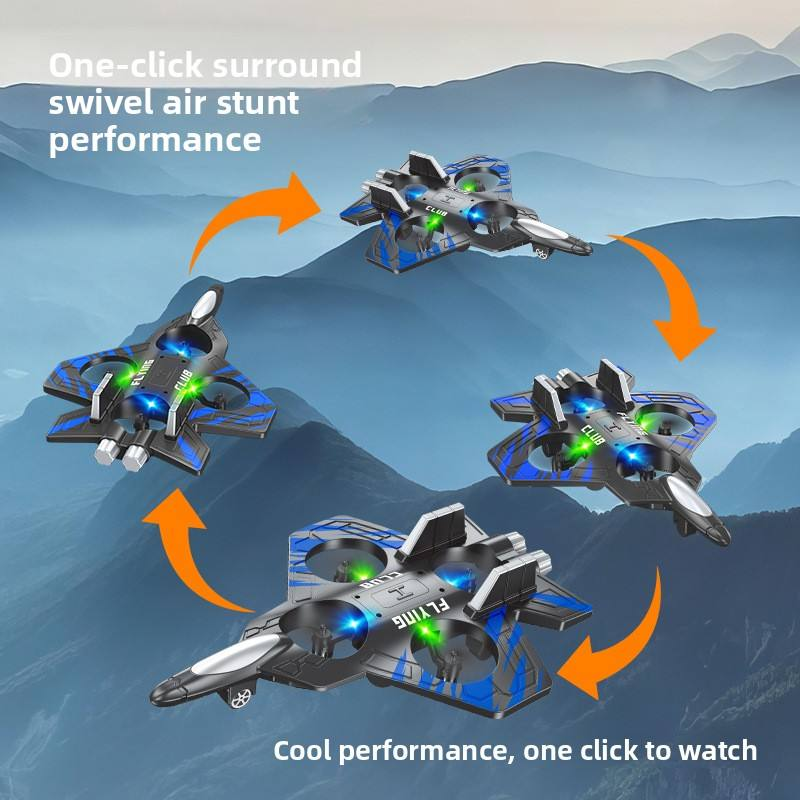 Hot Selling 2.4G Foam Plane Fighter Hand Gesture RC Quadrotor Auto Return Flying Airplane Toy Remote Control Batteries Included