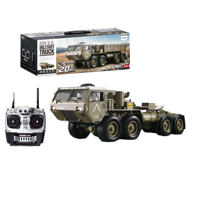 TRASPED P802 RC Car 8x8 17CH Remote Control Truck Model 1/12 High Quality Military Rock Crawler Toy Cars Sound Light for Adult