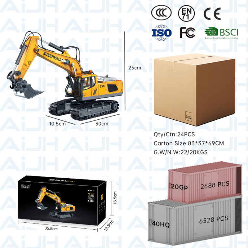 AiJH 1:20 RC Excavator Toys Bulldozer Engineering Rremote Control Construction Vehicle Alloy Excavator RC Truck Toys