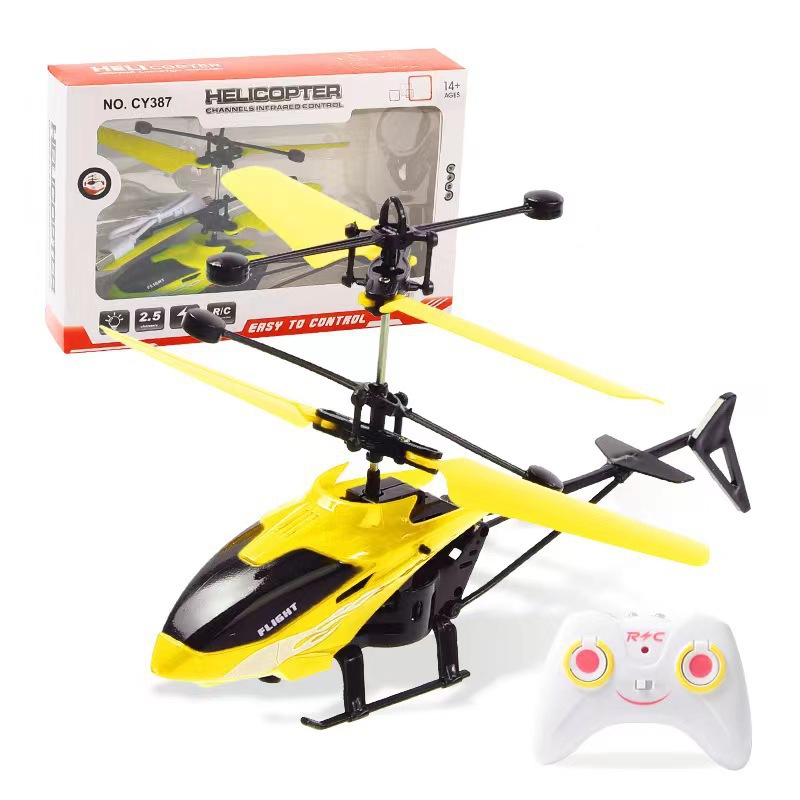 Mini RC Helicopter Rechargeable RC Fall Resistant Remote Control Helicopter Kids Outdoor Play Beginner Plastic Electric