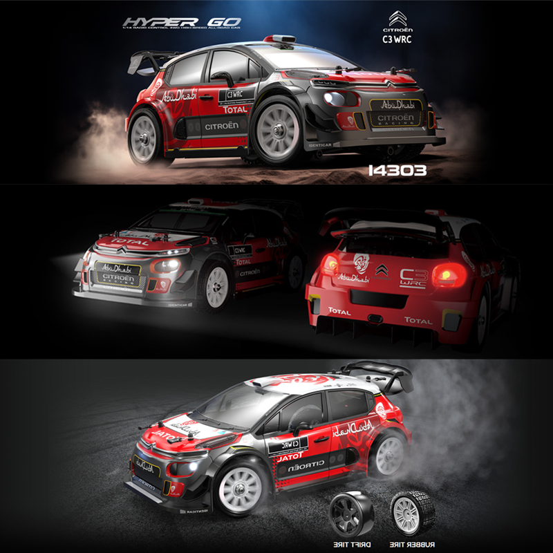 MJX Hyper GO 14303 1/14 Citroen C3 Fast RC Rally Car High Speed 40mph Brushless 4WD RTR Gyro for Adults Remote Controller