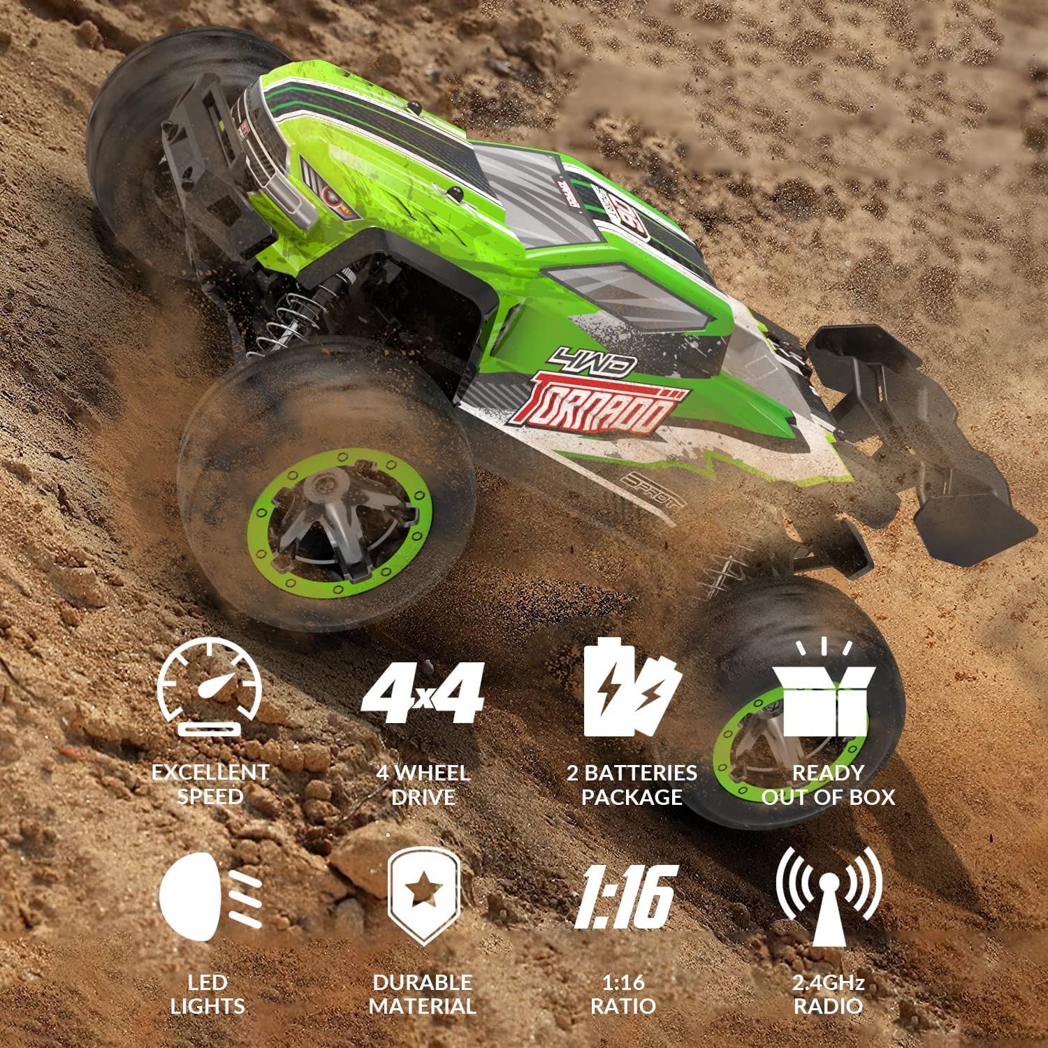Hot Selling 1 16 Remote Control High Speed RC Cars 4WD 4x4 Off Road 2.4G Big Wheels Radio Control Hobby Truck