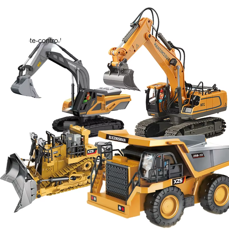 1:20 Alloy 2.4g 9 Channels Rc Excavator Toy Remote Control Truck Digger Sets Music Sounds 30m Range Ready-to-Go RC Construction