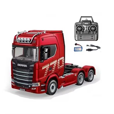 HOSHI Huina 1501 RC Car Head 770S V8 RC Alloy Tractor Truck 1/18 19CH 2.4G Engineering Trailer Truck with Light and Sound Toys