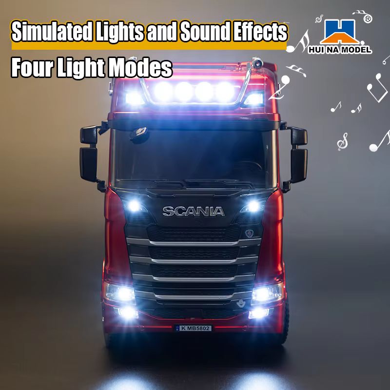 1 18 Scale 19 Channel Remote Control Trucks Scania 770 Alloy Model Toy Car Can Open the Door with Lights Semi-trailer Boy Toy