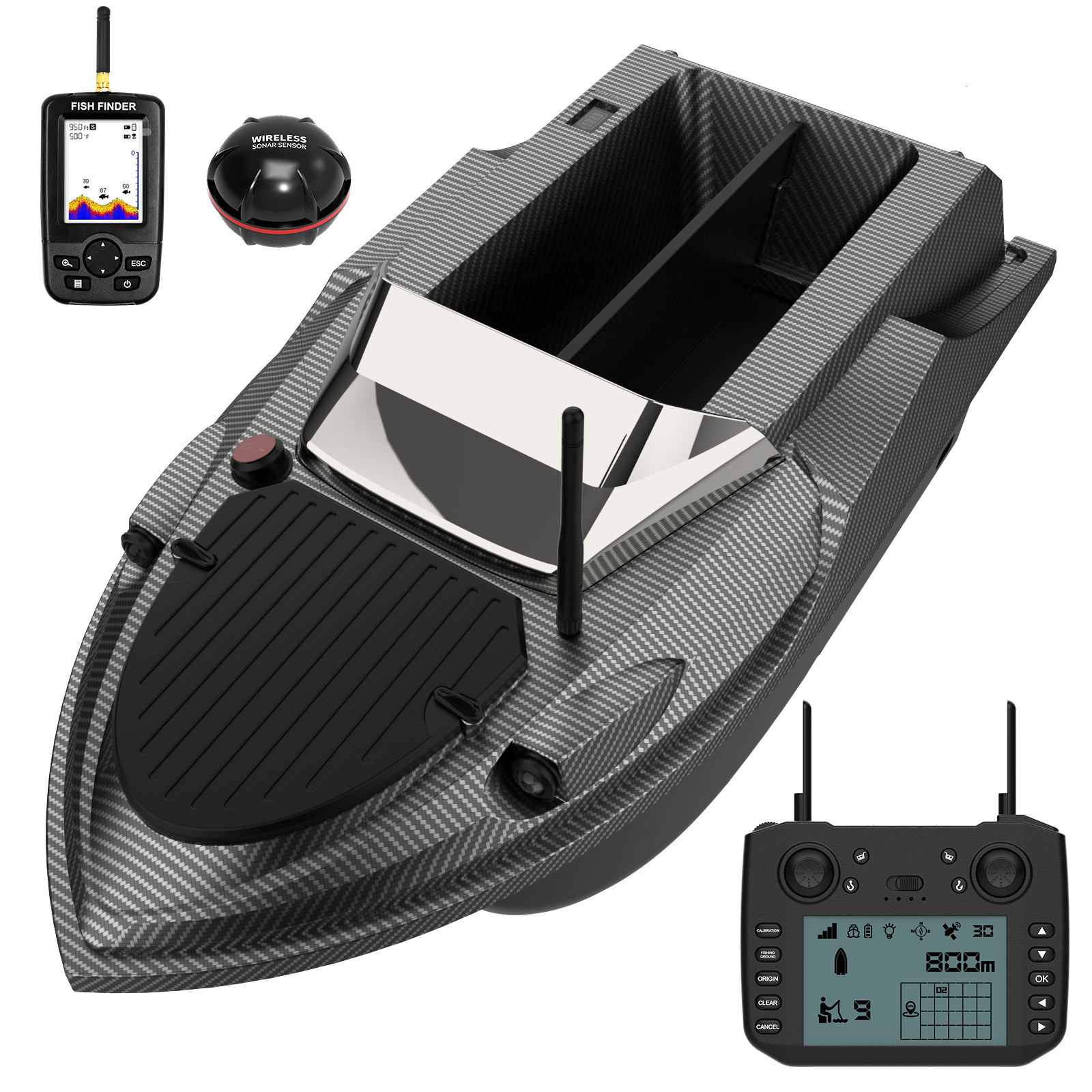 Flytec New V080 GPS Fish Finder Bait Boat 800M 180 Points 3KGS 12V 15KM/H High Speed Trawling RC Carp Fishing Boat Plastic