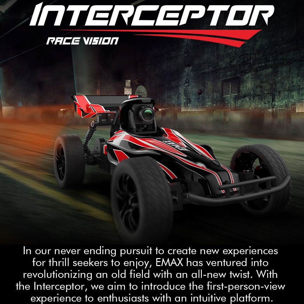 Emax Interceptor FPV Racing Car 2.4G Radio Control High Speed With Camera Glasses RC Car 2~3S RTG Version for Gift