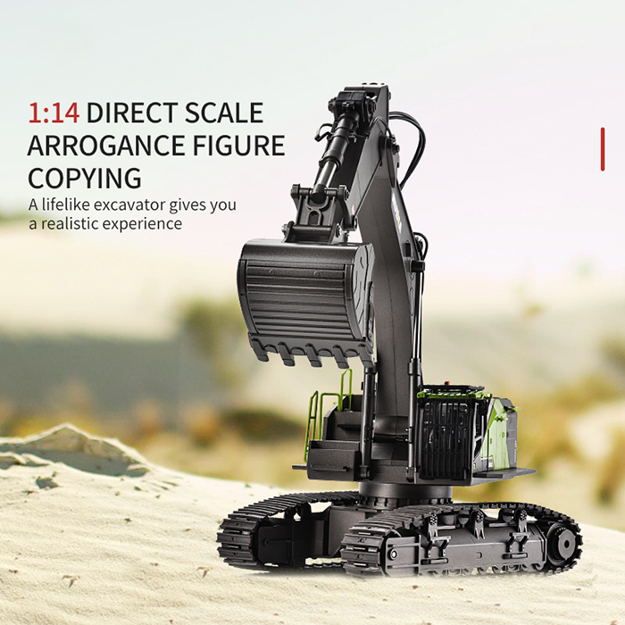 Huina 1593 1/14 22Ch Metal Alloy Remote Control Excavator Rc Construction Vehicles Huina Rc Engineering Truck Toy for Kids