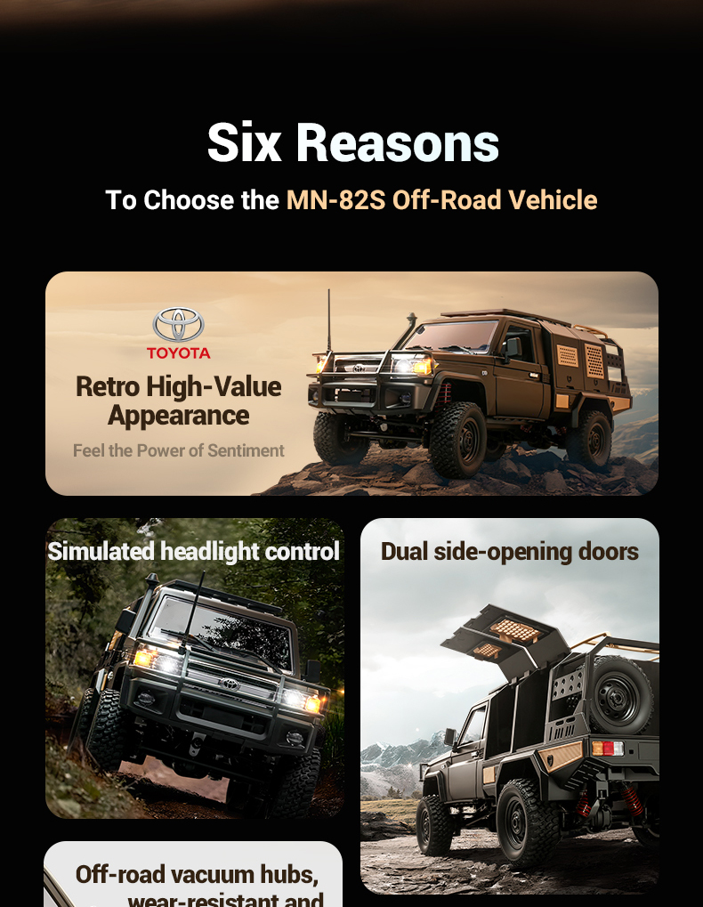 MN82S 1:12 LC79 Full Scale 2.4Ghz RC Truck Model Off-Road Climbing 4WD Remote Cars Adult Boy Gifts Assembly Charging Included