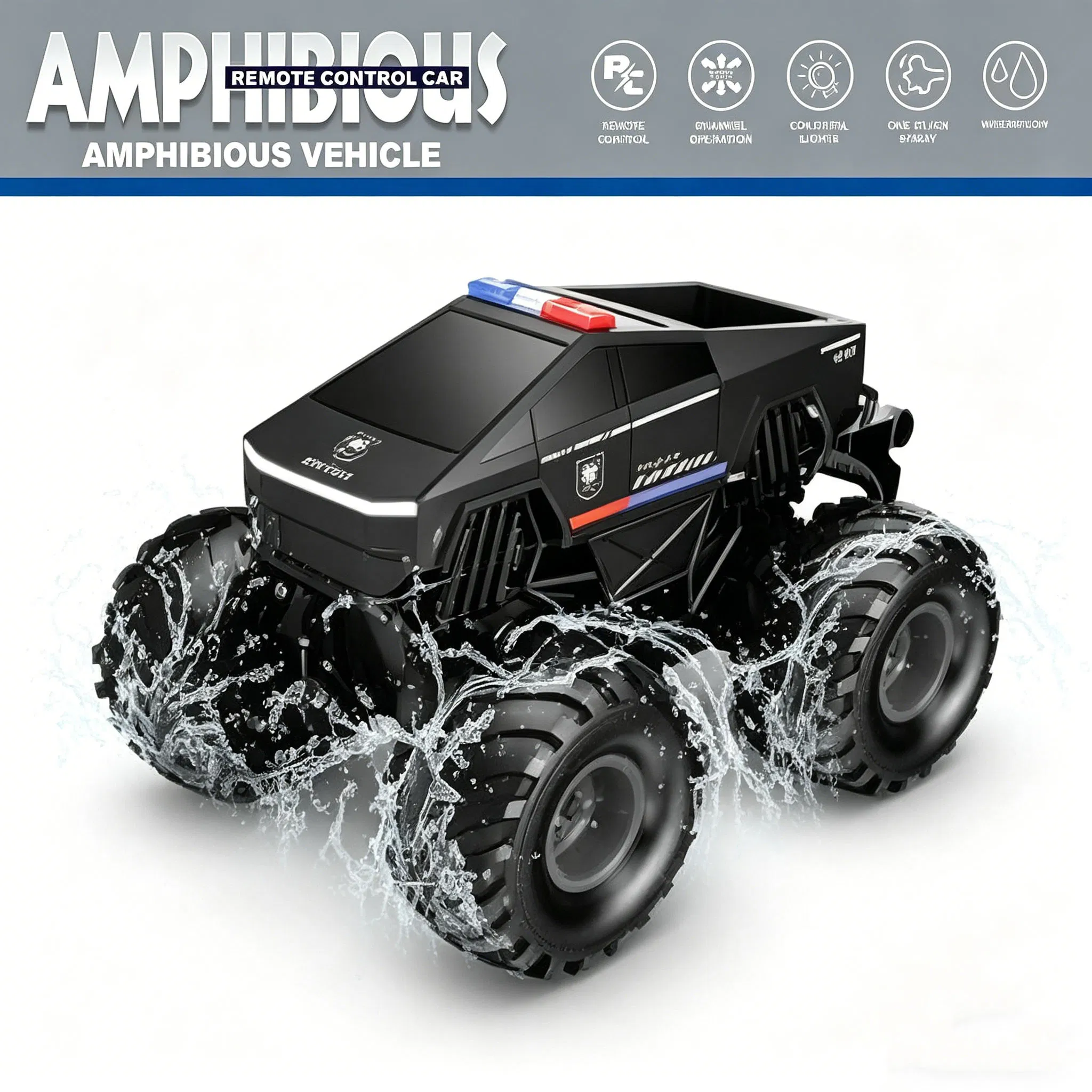 AiJH Wholesale Amphibious RC Car Waterproof Remote Control Stunt Vehicle with LED Lights All-Terrain Drift Car Kids Gift