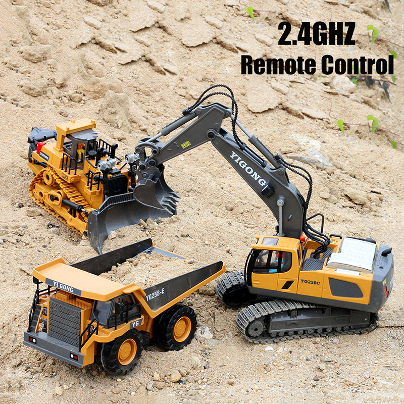 1:20 Alloy 2.4g 9 Channels Rc Excavator Toy Remote Control Truck Digger Sets Music Sounds 30m Range Ready-to-Go RC Construction