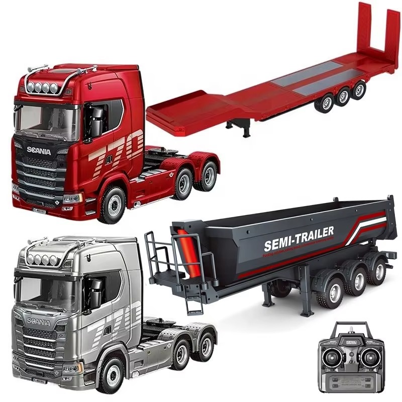 YT Authorized 770S V8 Scania 6x6 Heavy Hauler Truck HuiNa 1501 1:18 19CH 6WD RC Alloy Semi Tractor Trailer RC Truck