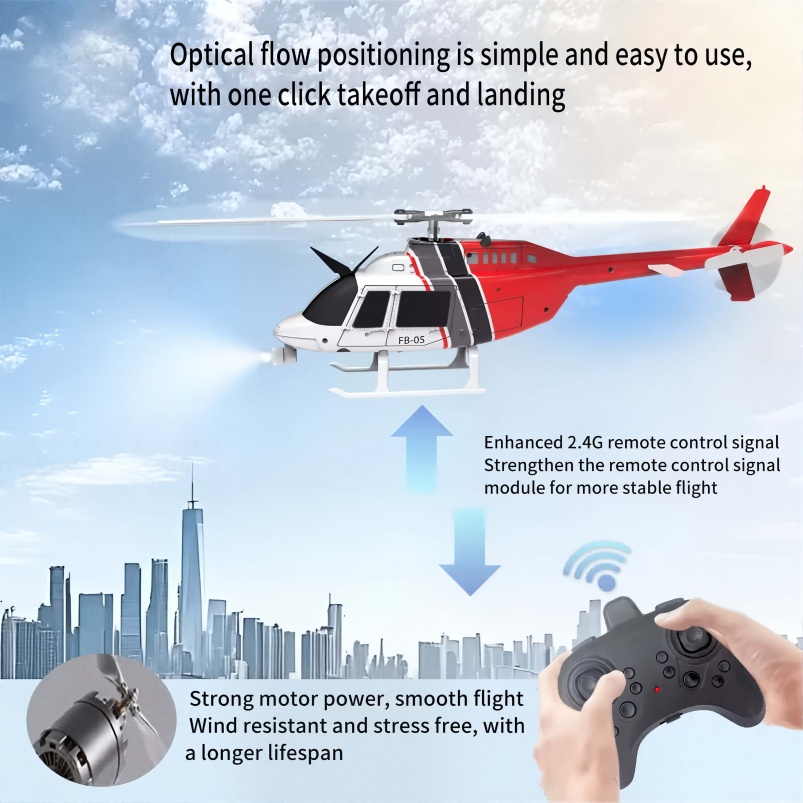 New Arrivals 2.4GHz RC Helicopter Plastic Electric Power Source Beginner One-Click Takeoff/Landing Three Adjustable Speed