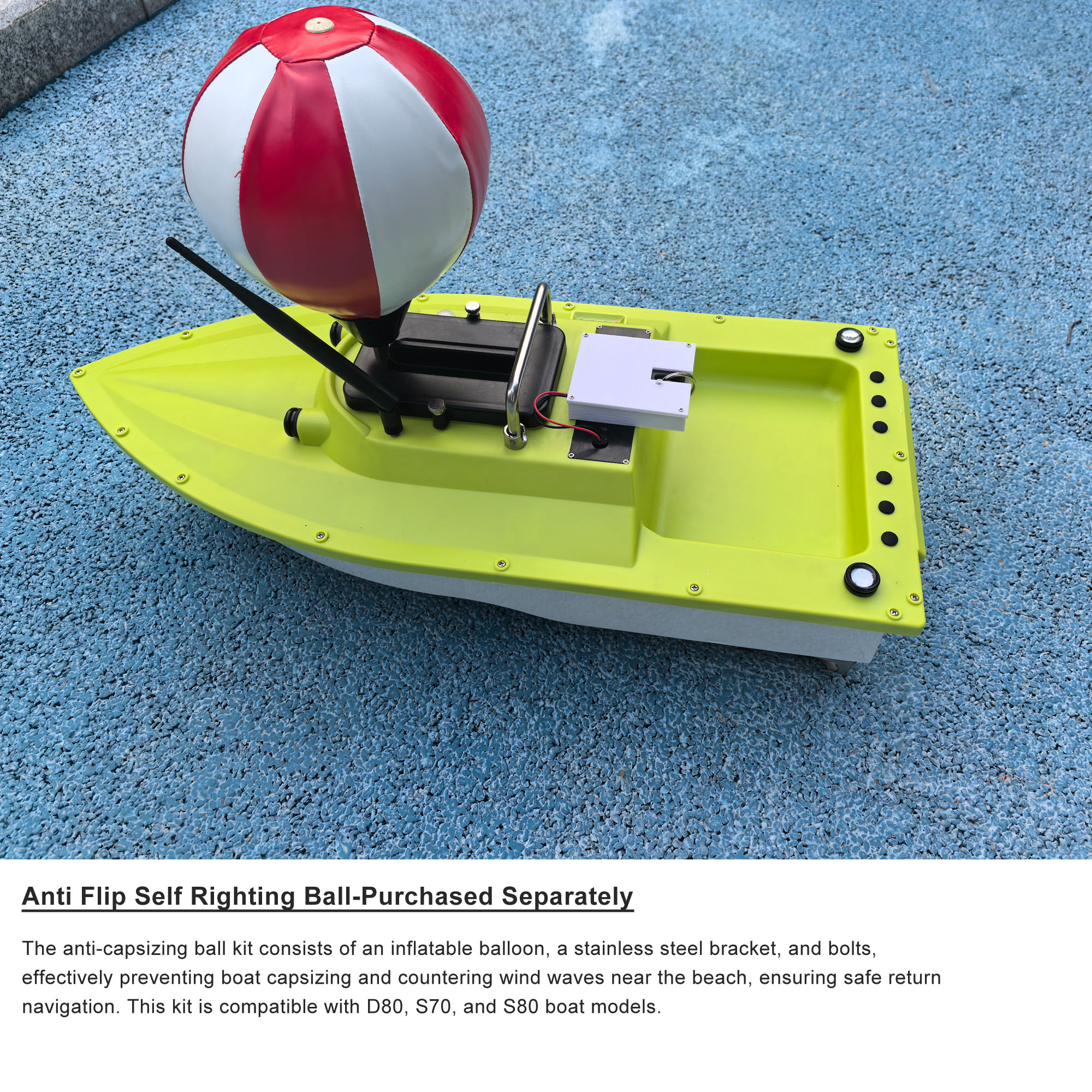 S80 Brushless Motor Super Speed Saltwater RC Fishing Bait Boat with GPS for Surf Fishing With,IP 66 Waterproof,5 Meters/Second