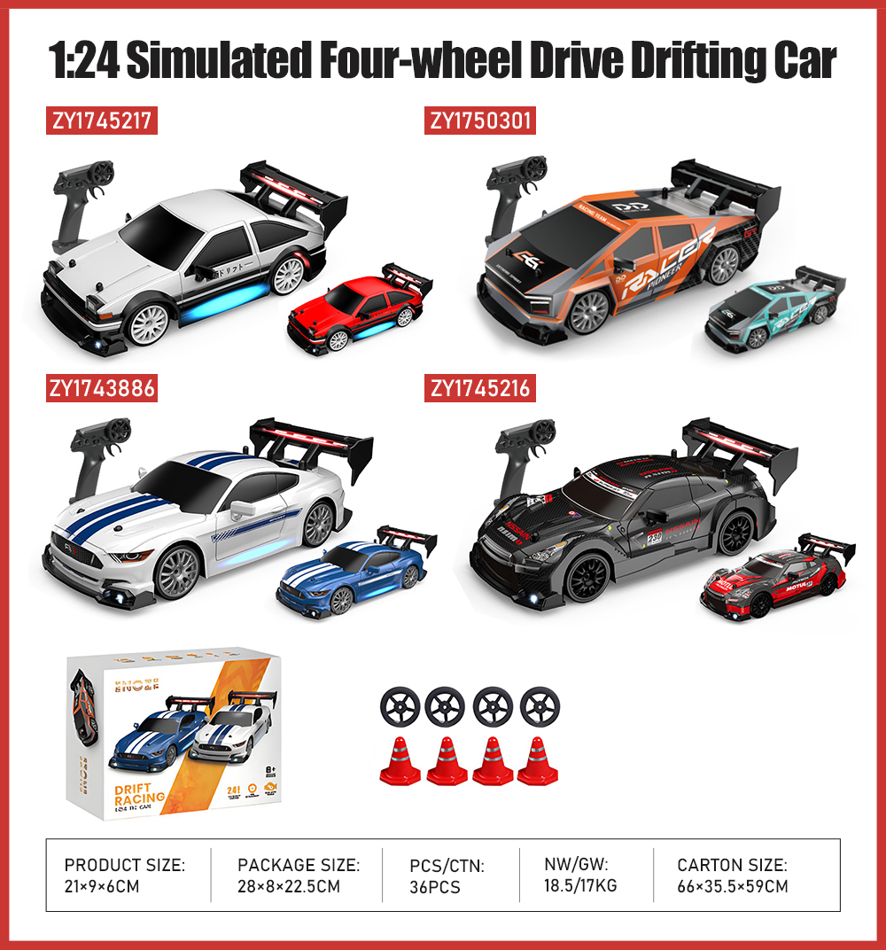 Zhorya 2.4ghz 1:24 Scale High Speed Sports Model Racing Mini Rc Drift Vehicle Radio Control Car Kids Remote Control Car Toy
