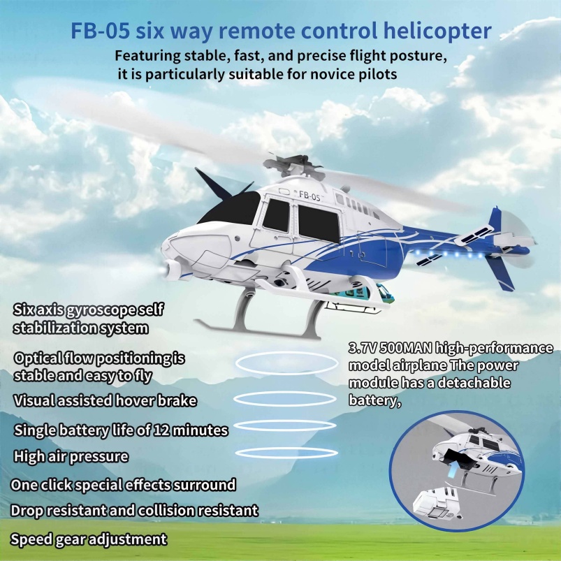 New Arrivals 2.4GHz RC Helicopter Plastic Electric Power Source Beginner One-Click Takeoff/Landing Three Adjustable Speed