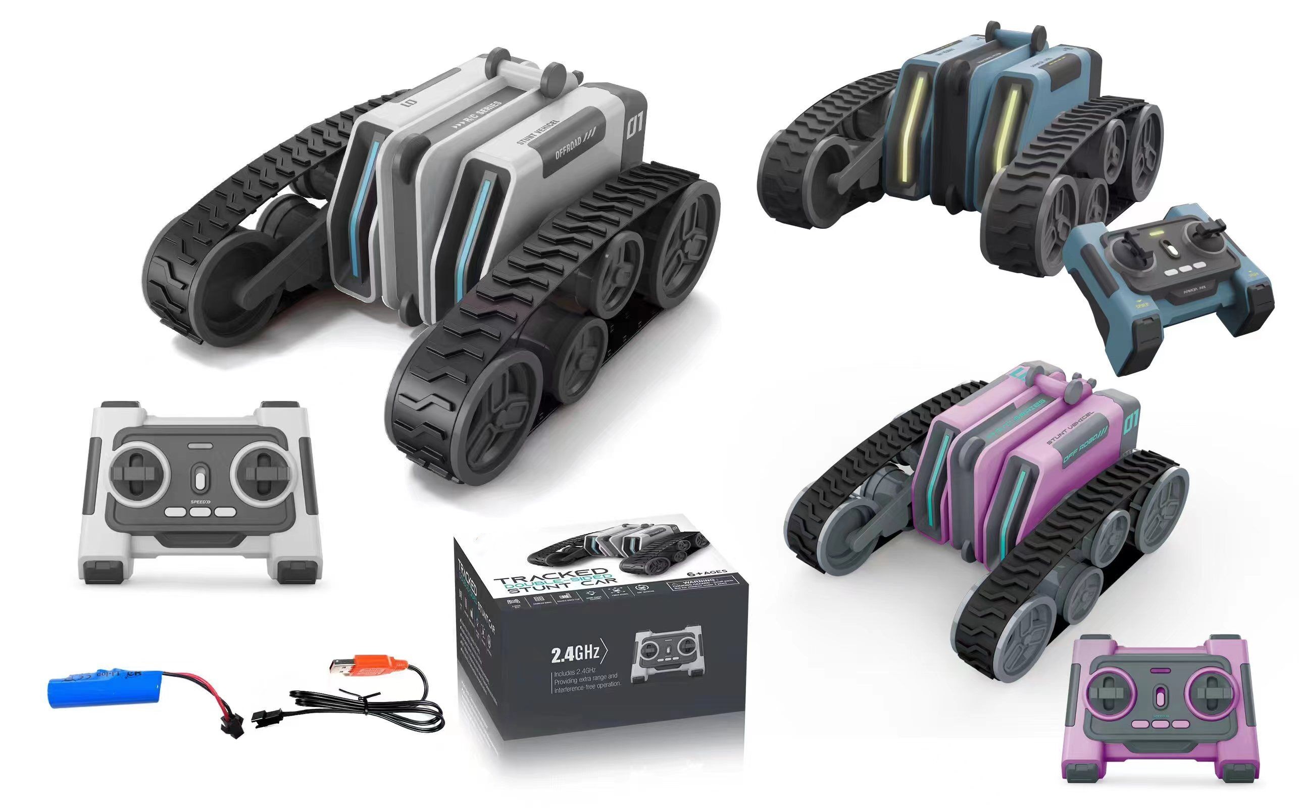 Newest HOSHI 1613 Stunt Track Vehicle Double Sided RC Tank 3.7V 500mAh RC Cars Remote Control Car Toys Christmas Gift