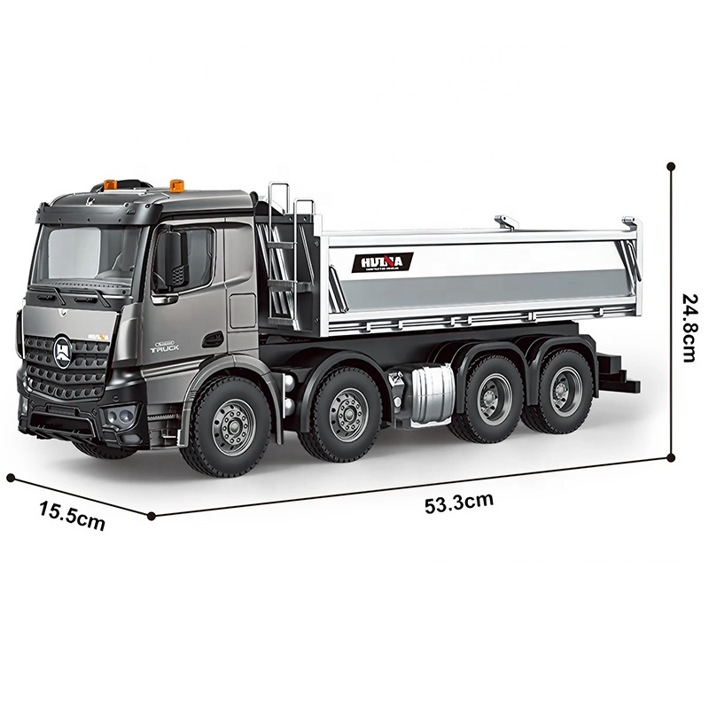 Huina 1536PRO 1/14 Scale Alloy Metal Remote Control RC Dump Truck with 13 Channels Realistic Unloading Action and Sound Effects
