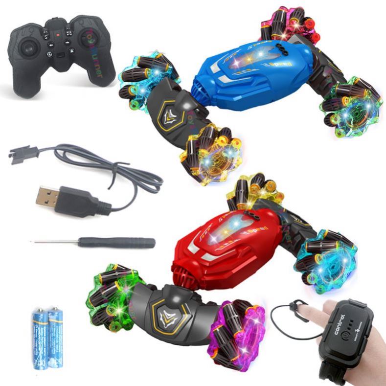 New Four-Wheel Electric Remote Control Car RC Off-Road Vehicle Mini 4X4 Toy Twisting Stunt Double Side Remote Control USB Cable