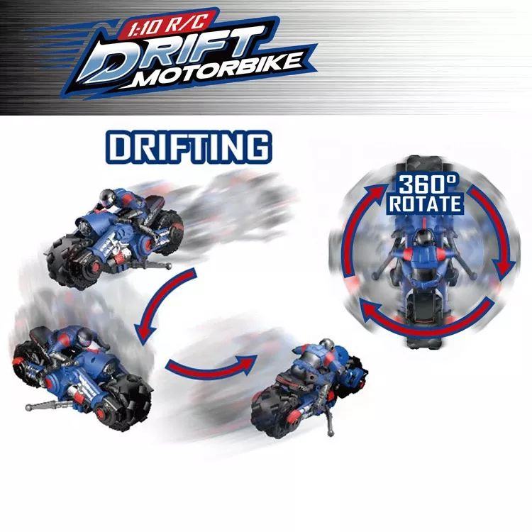 1: 10 RC Motorcycle Rotation Drift RC Car Electric Vehicle with USB