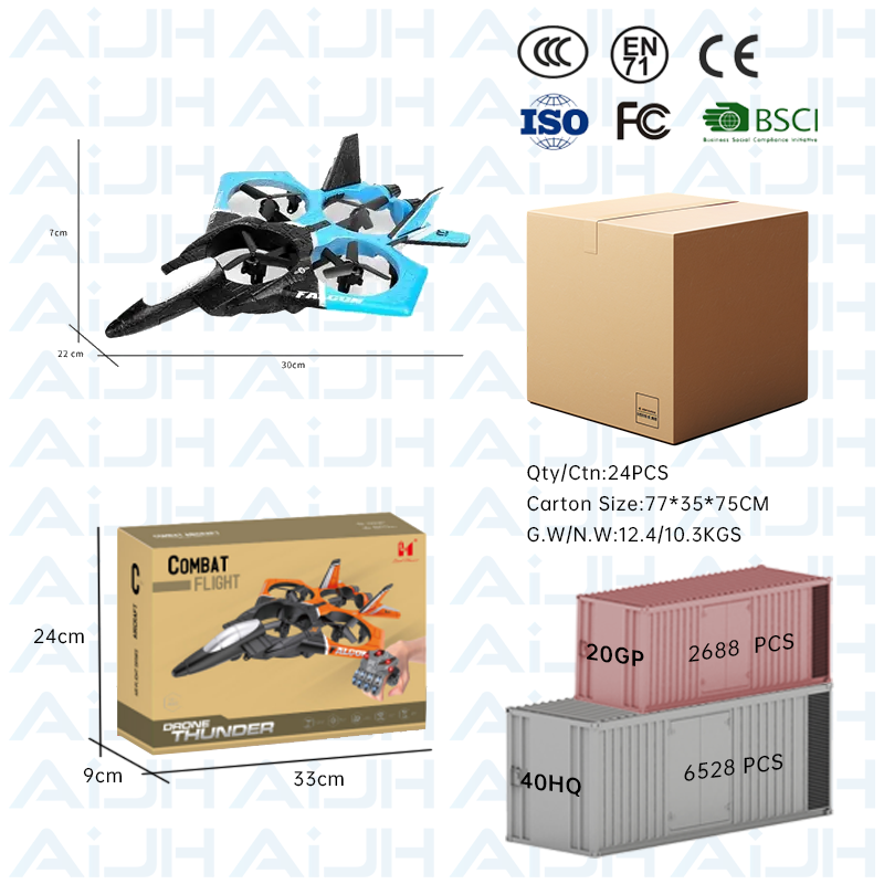 AiJH EPP Rc Plane Remote Control Plane RC Fighter Jet With Light 360 Flip Quadcopter 2.4 GHz Connection Beginner RC Plane Toy