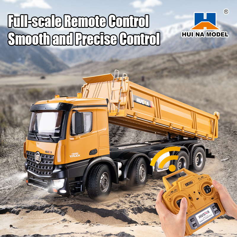 1/14 12-CH Remote-Control Dump Truck Semi-Alloy Metal Reinforced Concrete Construction Vehicle Heavy-Duty Truck Toy Huina 1536
