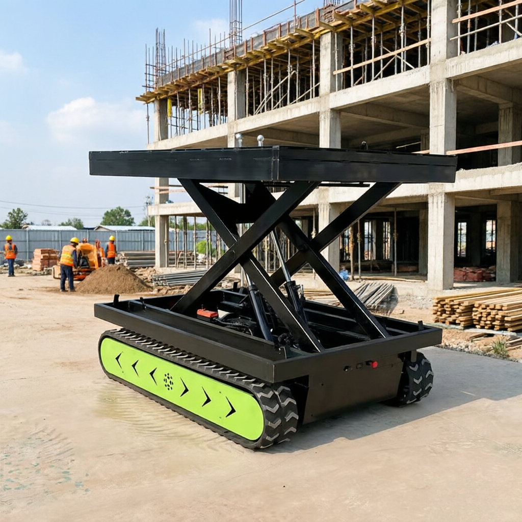 Hot Selling JS Brand Remote Control Crawler Lift Platform Vehicles Motor Steel Construction for Construction Site (1 Year