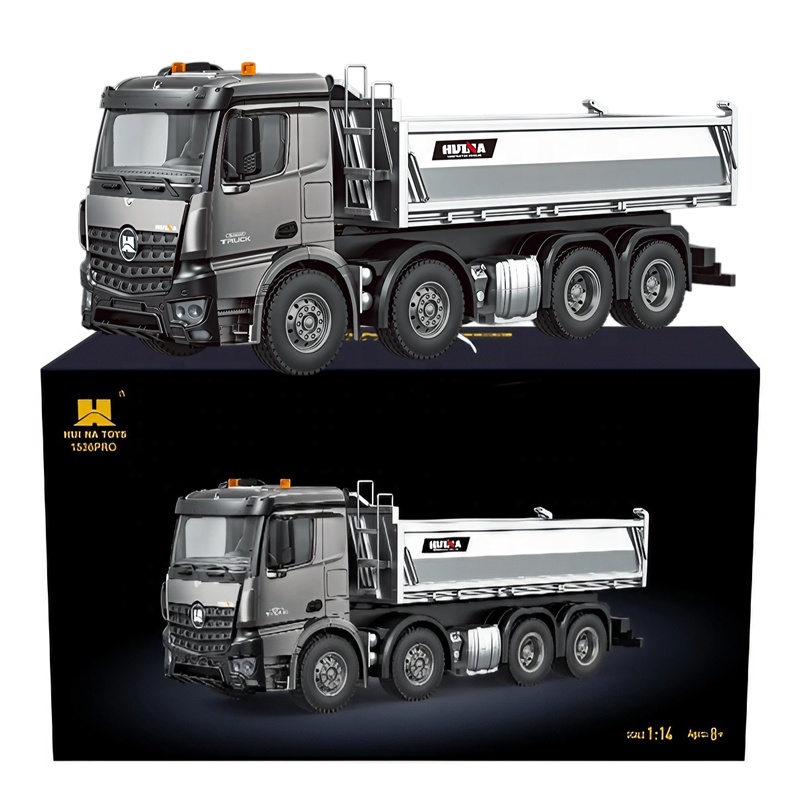 Huina 1536PRO 1/14 Scale Alloy Metal Remote Control RC Dump Truck with 13 Channels Realistic Unloading Action and Sound Effects