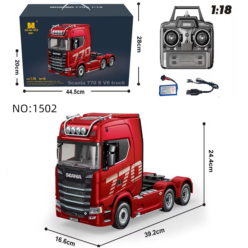 AiJH 1:18 Alloy RC Truck 2.4GHZ Trailer Engineering Car1501 1502 Light and Sound HUINA 19CH Remote Control Tractor Trailer