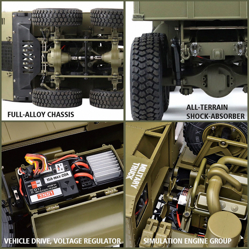 LEHOO Toys HG-P801 1/12 8CH 2.4G RC Car 8X8 Military Truck Simulation Electric Brushed Rock Crawler