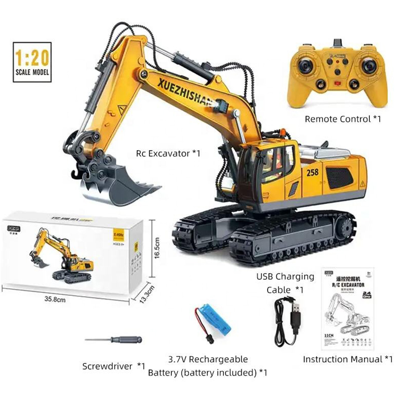 AiJH 1:20 RC Excavator Toys Bulldozer Engineering Rremote Control Construction Vehicle Alloy Excavator RC Truck Toys