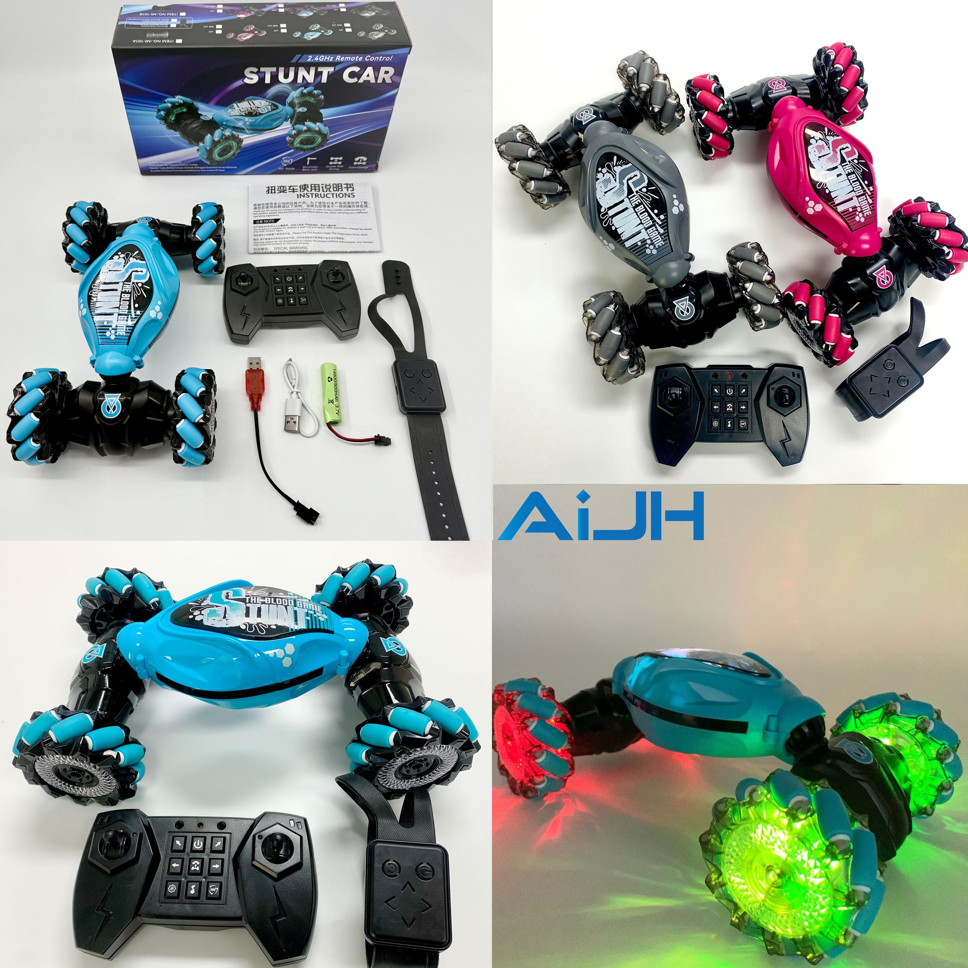 AiJH Carro De Juguete Factory Direct Wholesale Gesture Sensing Rc Stunt Car OEM/ODM Available Rotation 360 Remote Control Car