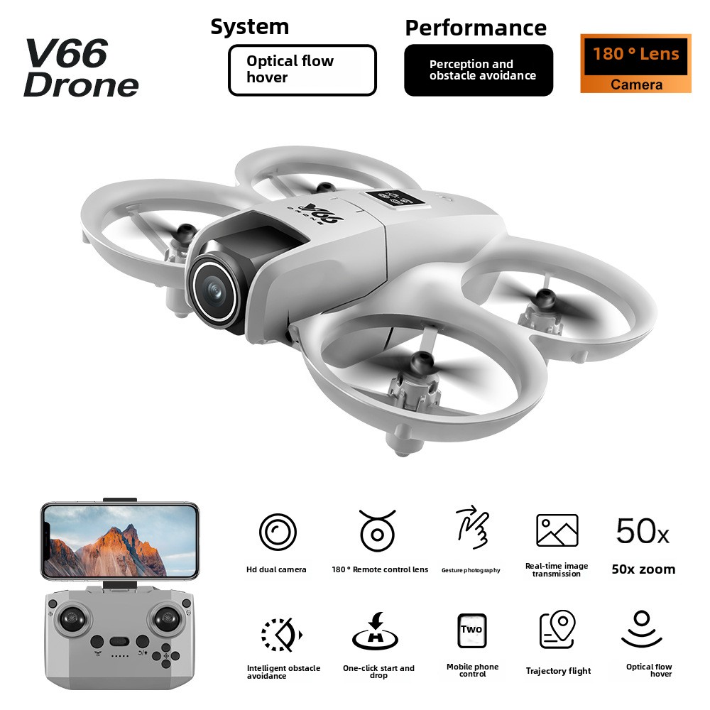 Cross-border New V66 UAV Aerial Photography HD Remote Control Aircraft Dual Camera Fixed Height Aerial Photography Aircraft