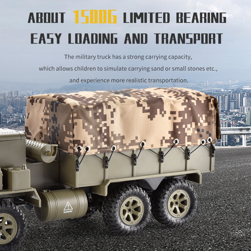 1:12 6X6 2.4Ghz Remote Control 6WD Chassis Off Road Simulation Military Rc Truck Model Toy With Wifi Camera