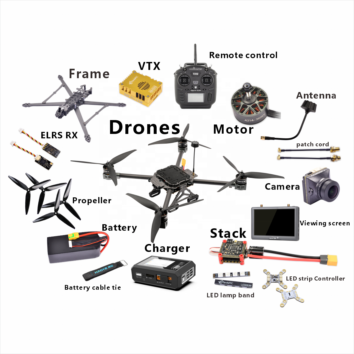 HAOYE RC FPV Racing Drone Mini 14 Inch Camera Heavy Payload Long Distance Remote Control Carbon Fiber Brushless Motor 10KM