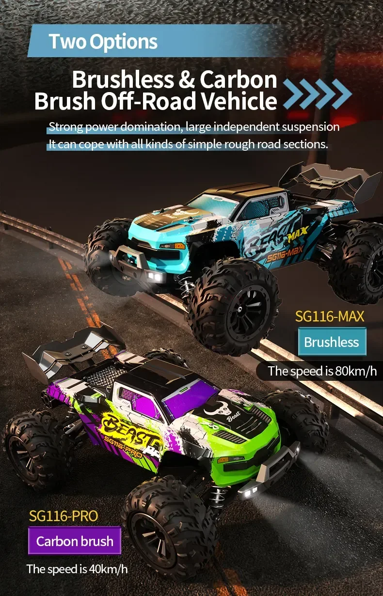 80KM/H ZLL SG116 MAX SG116MAX Brushless RC Car 1: 16 4WD High Speed Racing Cars Remote Control Toys Vehicle