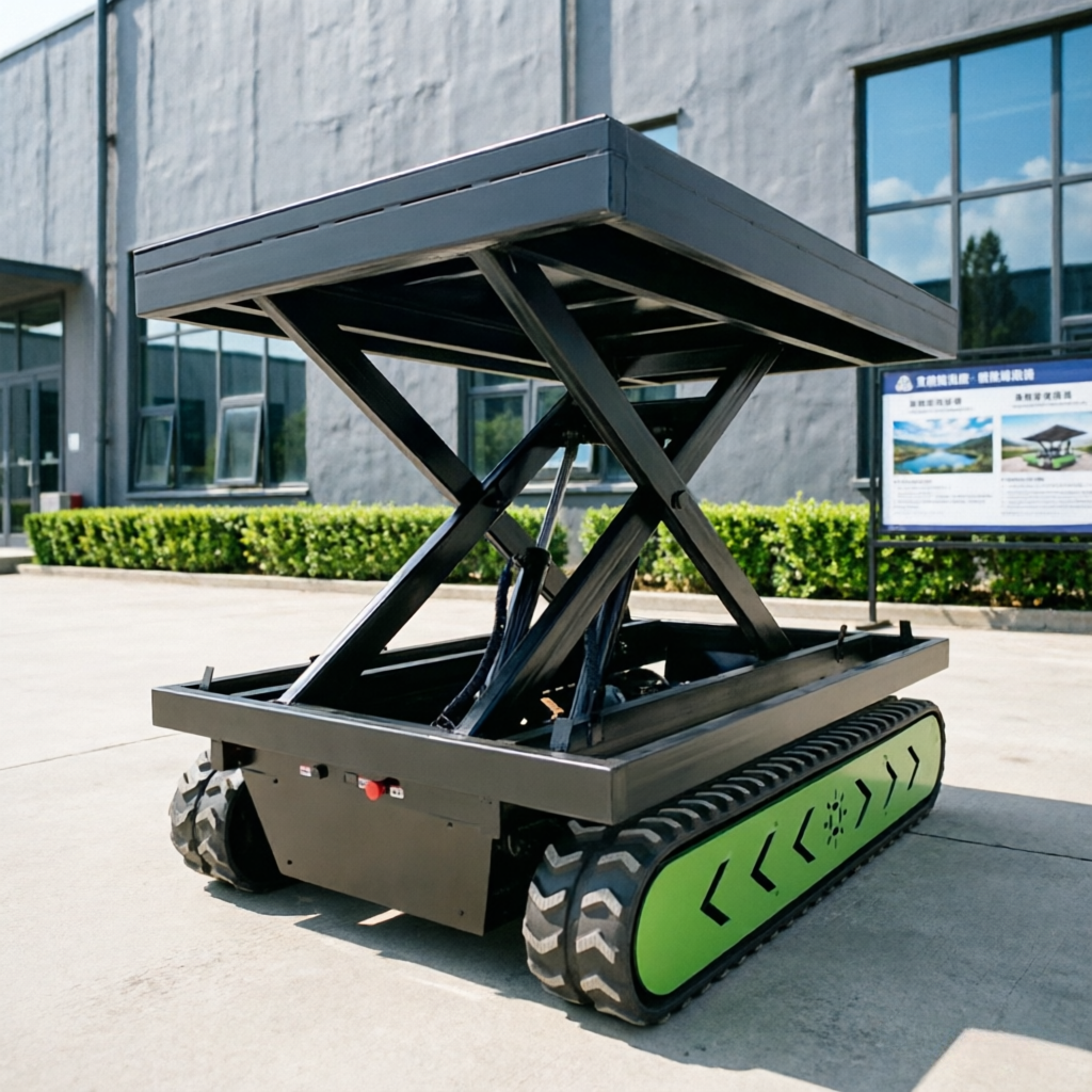 Hot Selling JS Brand Remote Control Crawler Lift Platform Vehicles Motor Steel Construction for Construction Site (1 Year