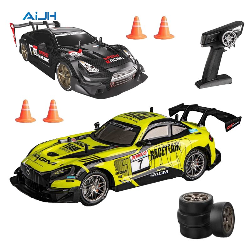 AiJH 1: 16 Scale Remote Control Drift Car 4WD High Speed Model Vehicle with LED Lights Drifting Tire RC Racing Sport Car