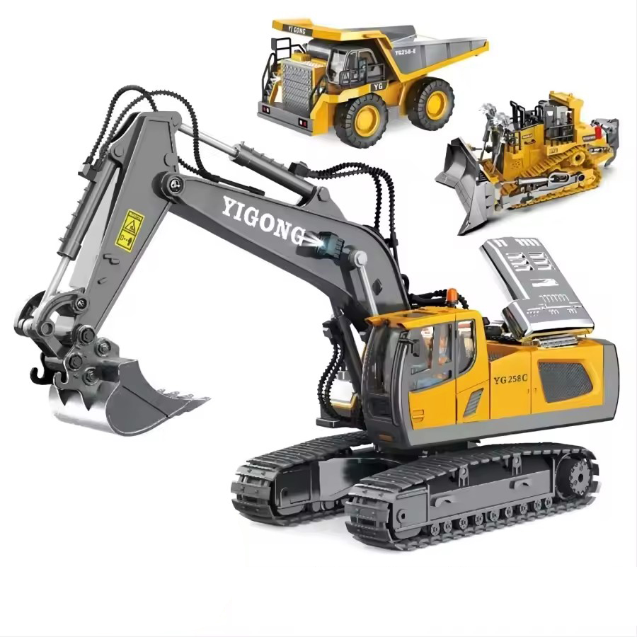 2.4G Remote Control Expert Excavator Dump Truck RC Model Car Toy Professional Alloy Plastic Simulation Construction Vehicle