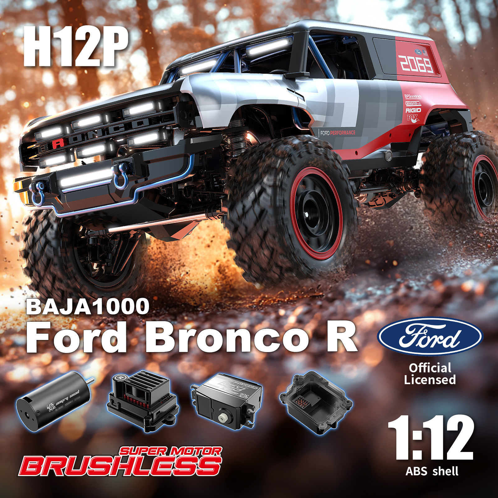 Mjx H12P High-Speed Full-Scale Electric Remote Control Car Expert Level Big-Foot Climbing Off-Road 120m Remote Distance 1:12 RC