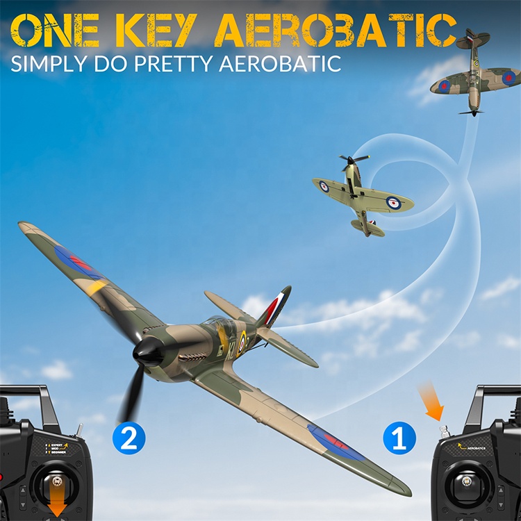 VOLANTEX Spitfire RC Airplane 2.4Ghz 4CH 6-Axis Gyro RTF Electric Outdoor Radio Remote Control Fighter RC Plane Aircraft Model